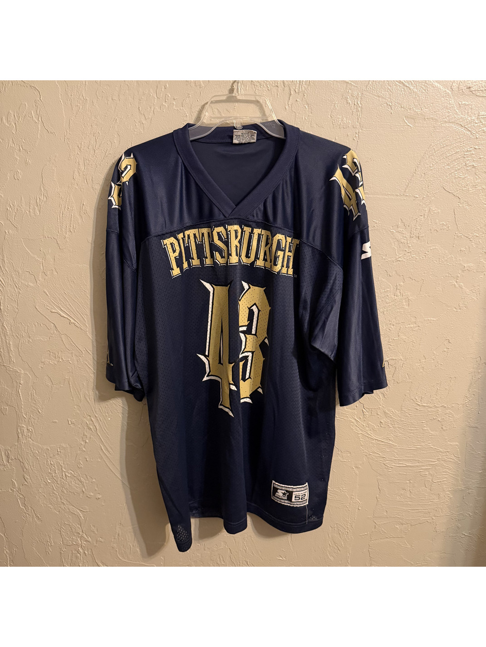Vintage 90s Starter Athletic Apparel Navy Blue Football Jersey #48 Size 52/XL